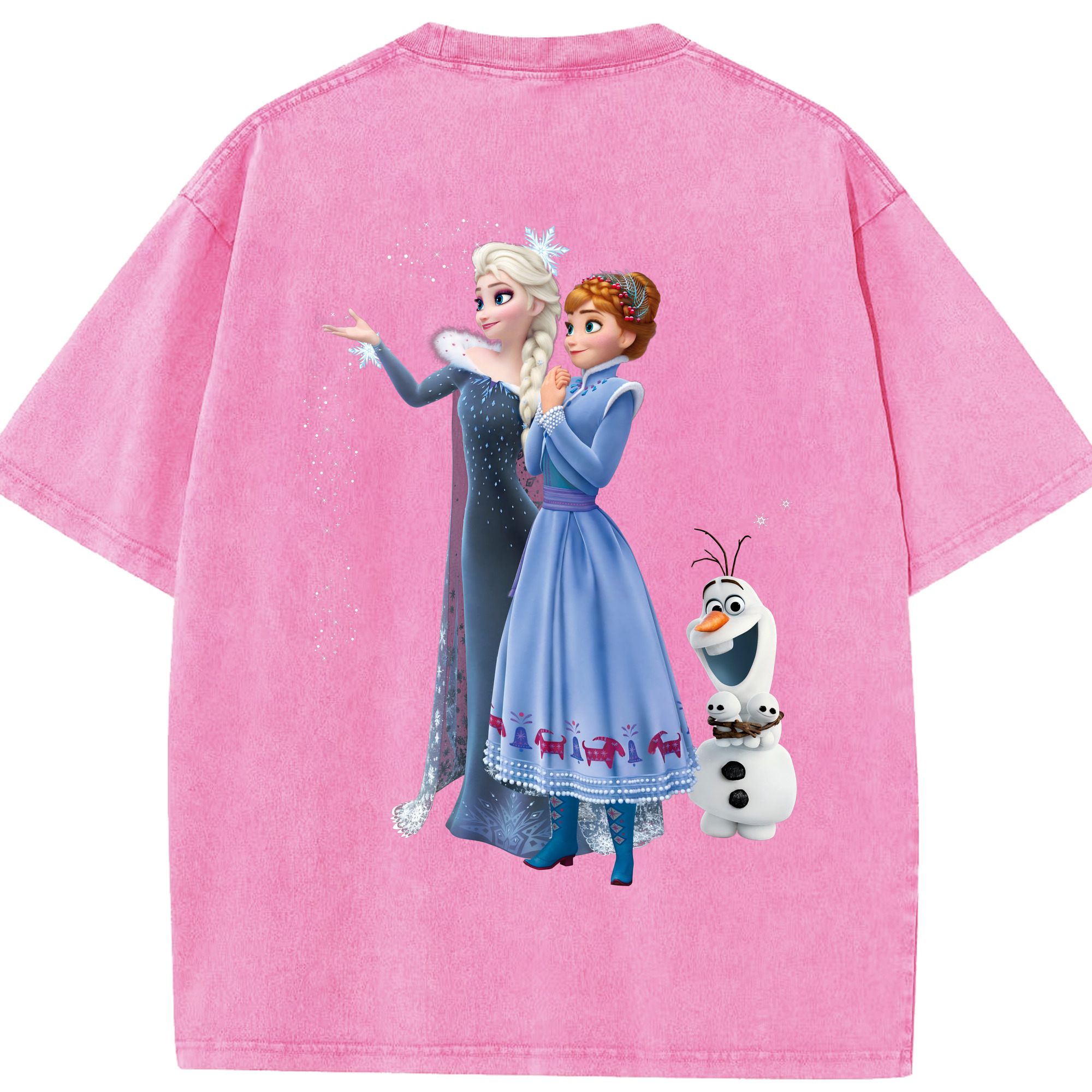 （画像用） アナと雪の女王 アンナ エルサ Frozen Anna Elsa 綿100% ヴィンテージ風 半袖Tシャツ（背面プリント）